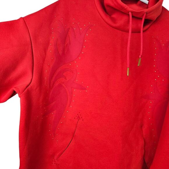 Nike Womens Dri Fit Funnel Neck Sweater Size L Red Pullover Floral Stud Boutique - Picture 3 of 12